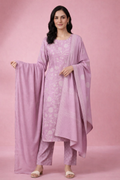 Pink Floral Printed Cotton Silk Salwar Suit Set for Women with Dupatta | Designer Ethnic Kurta Salwar Dupatta Set | Embroidered Traditional Indian Festive Wear Suit