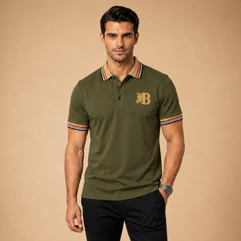 Men Premium Olive Green Polo T Shirt | Stylish Collar Cotton Polo Tee for Men