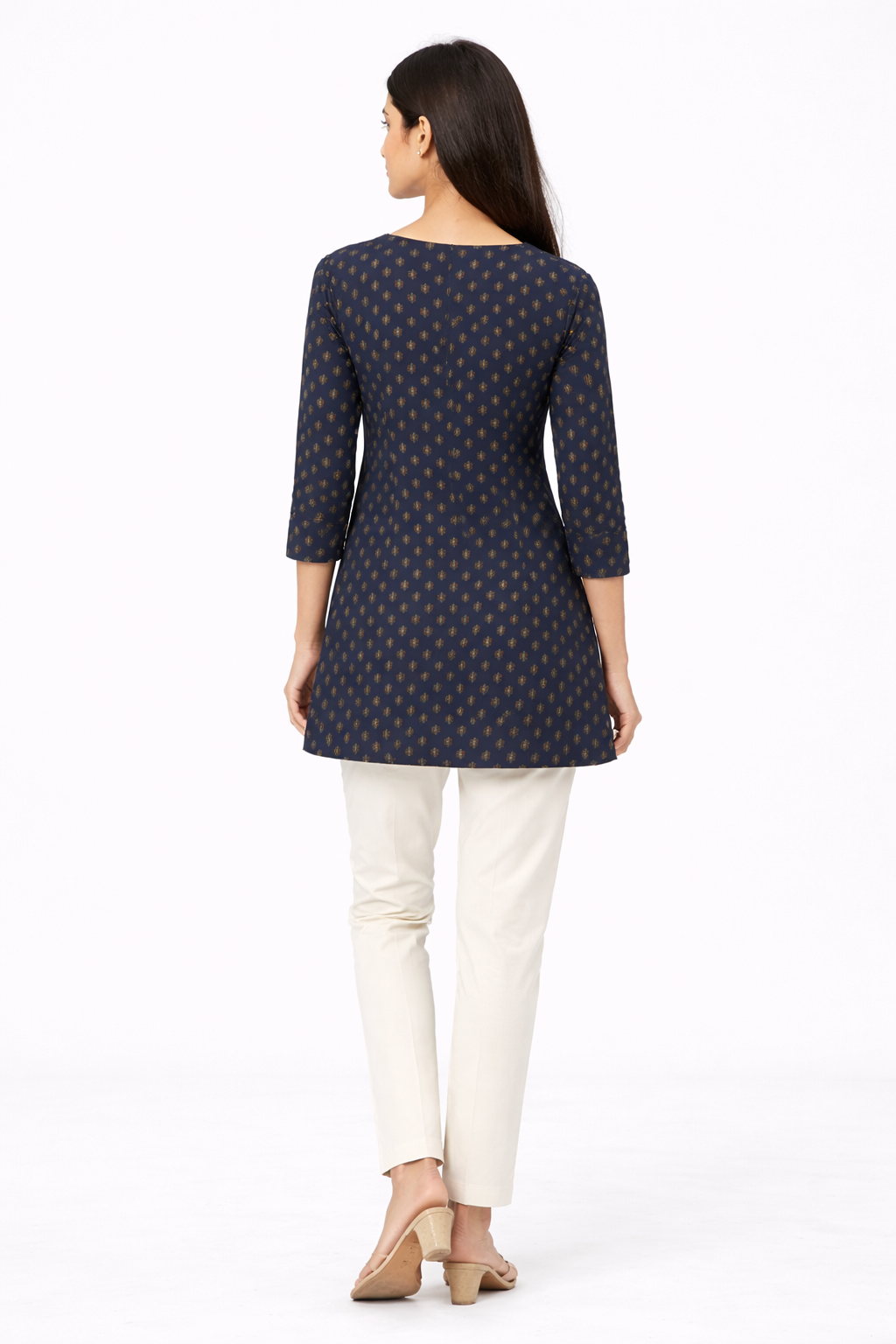 Navy Blue Printed Short Kurti for Women | Casual Cotton Ethnic Top | Stylish Daily Wear Short Kurti