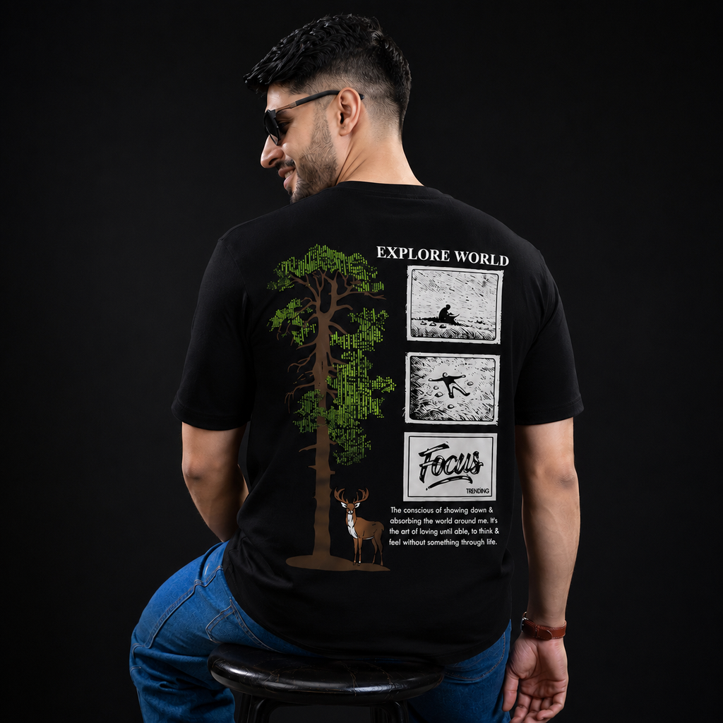Men's Oversized Graphic Printed T-Shirt | Premium Cotton Hip Hop Streetwear Tee for Men | Trendy Casual Round Neck T-Shirt