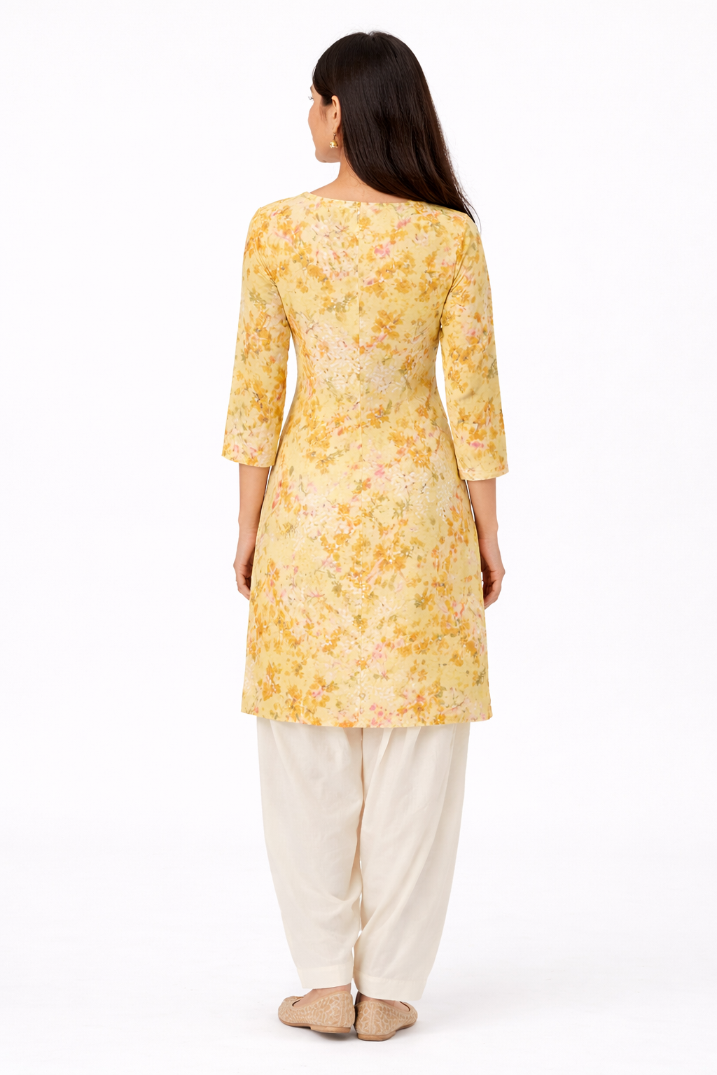 Yellow Floral Printed Short Kurti for Women | Casual Cotton Ethnic Kurti | Daily Wear Traditional Indian Top