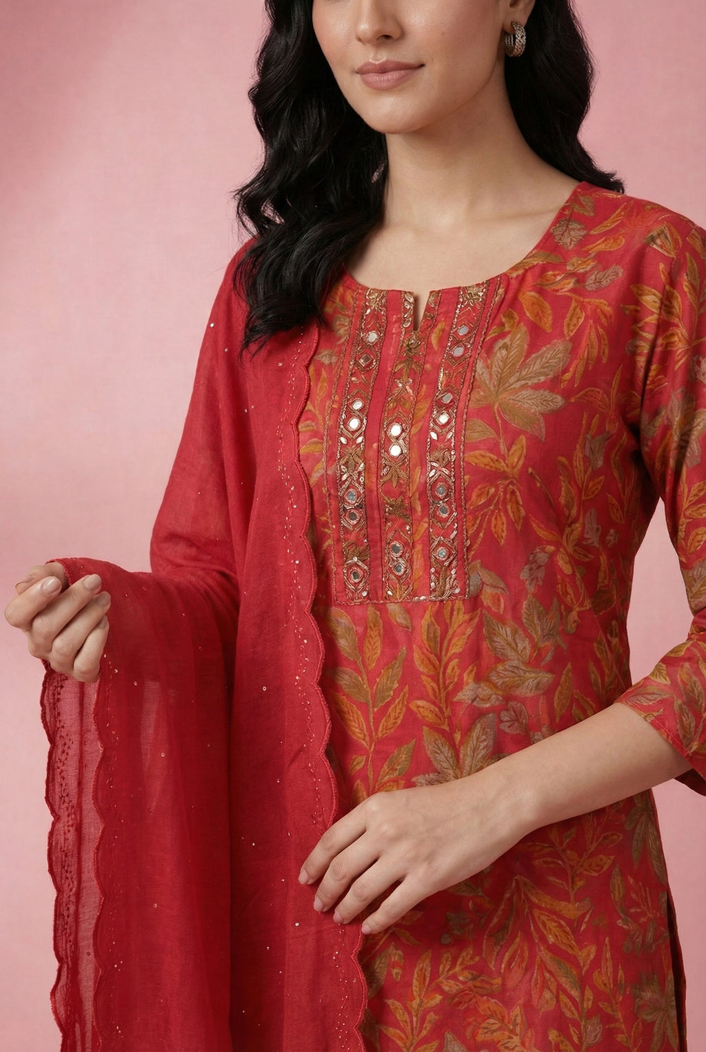 Red Floral Printed Salwar Suit Set for Women with Dupatta | Designer Ethnic Kurta Salwar Dupatta Set | Festive Wear Traditional Indian Suit