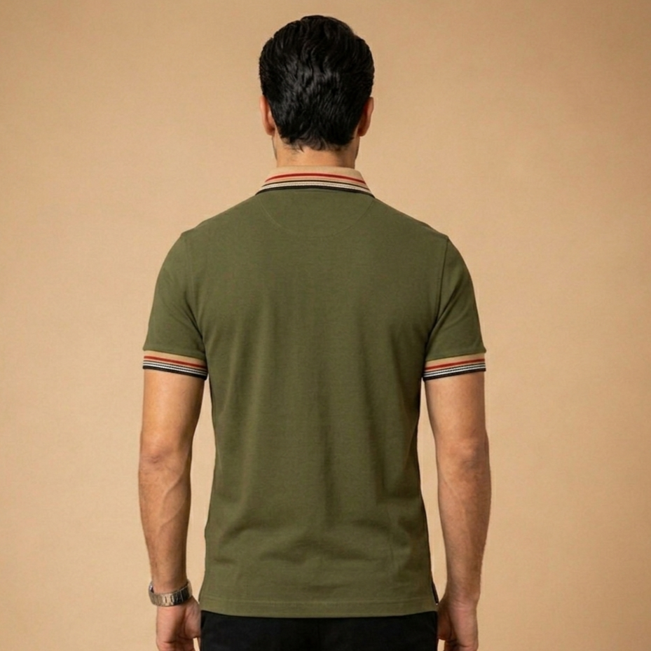 Men Premium Olive Green Polo T Shirt | Stylish Collar Cotton Polo Tee for Men