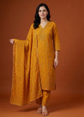 Mustard Yellow Embroidered Salwar Suit Set with Dupatta for Women | Designer Ethnic Salwar Kameez Set | Festive Wear Traditional Indian Suit