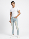 Men's Light Blue Skinny Fit Jeans | Premium Washed Stretch Denim Jeans for Men | Casual Slim Fit Fashion Jeans