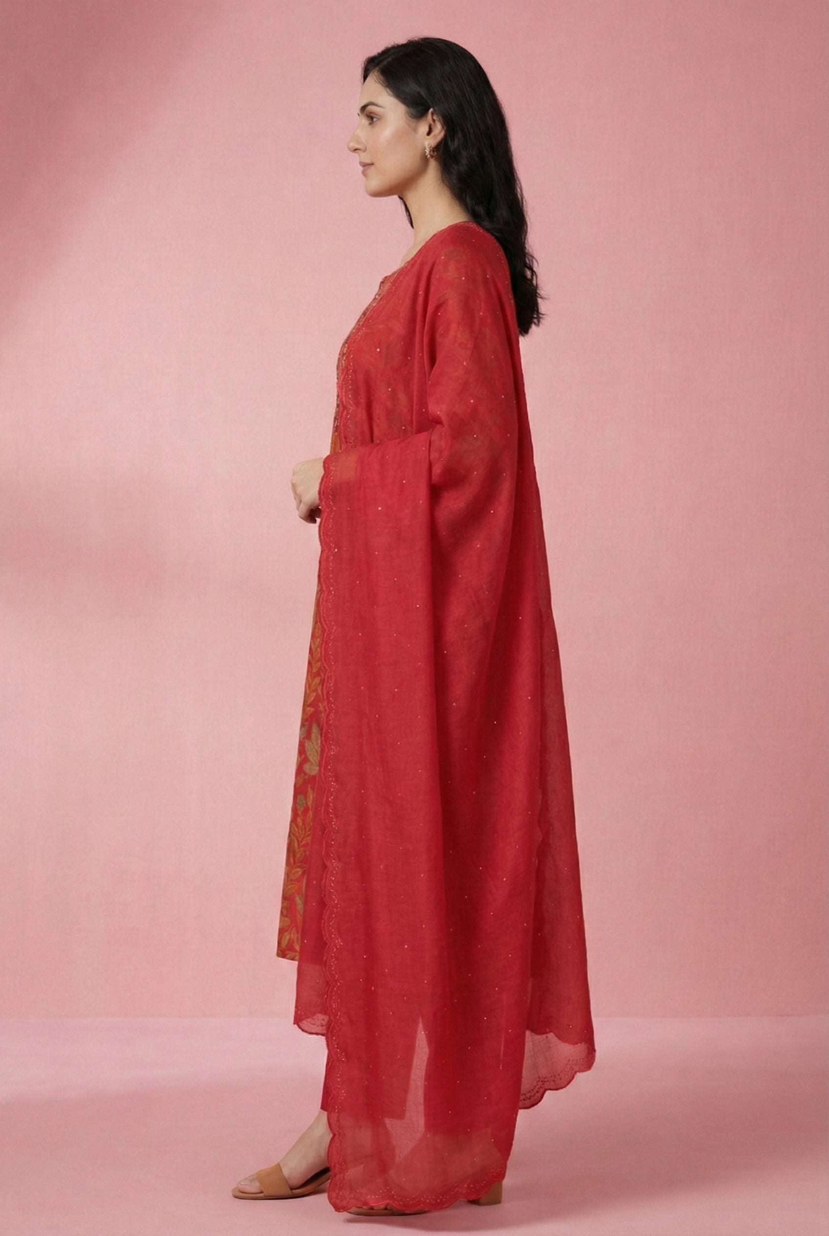 Red Floral Printed Salwar Suit Set for Women with Dupatta | Designer Ethnic Kurta Salwar Dupatta Set | Festive Wear Traditional Indian Suit