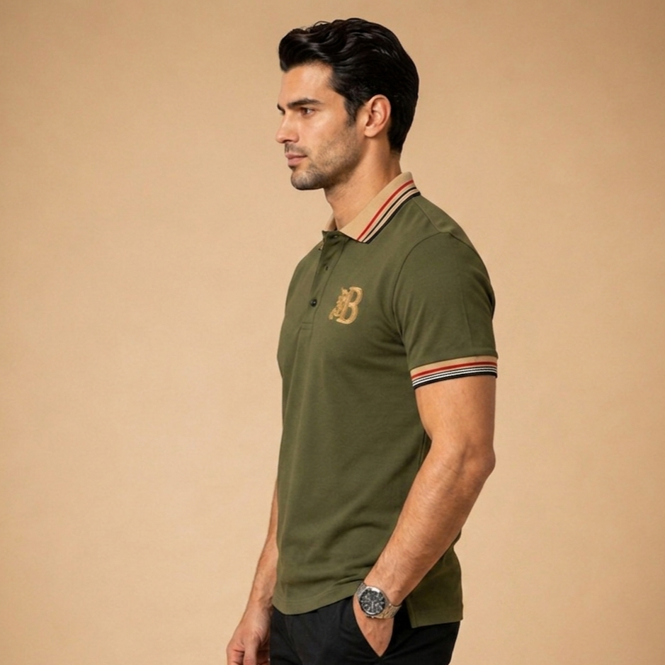 Men Premium Olive Green Polo T Shirt | Stylish Collar Cotton Polo Tee for Men