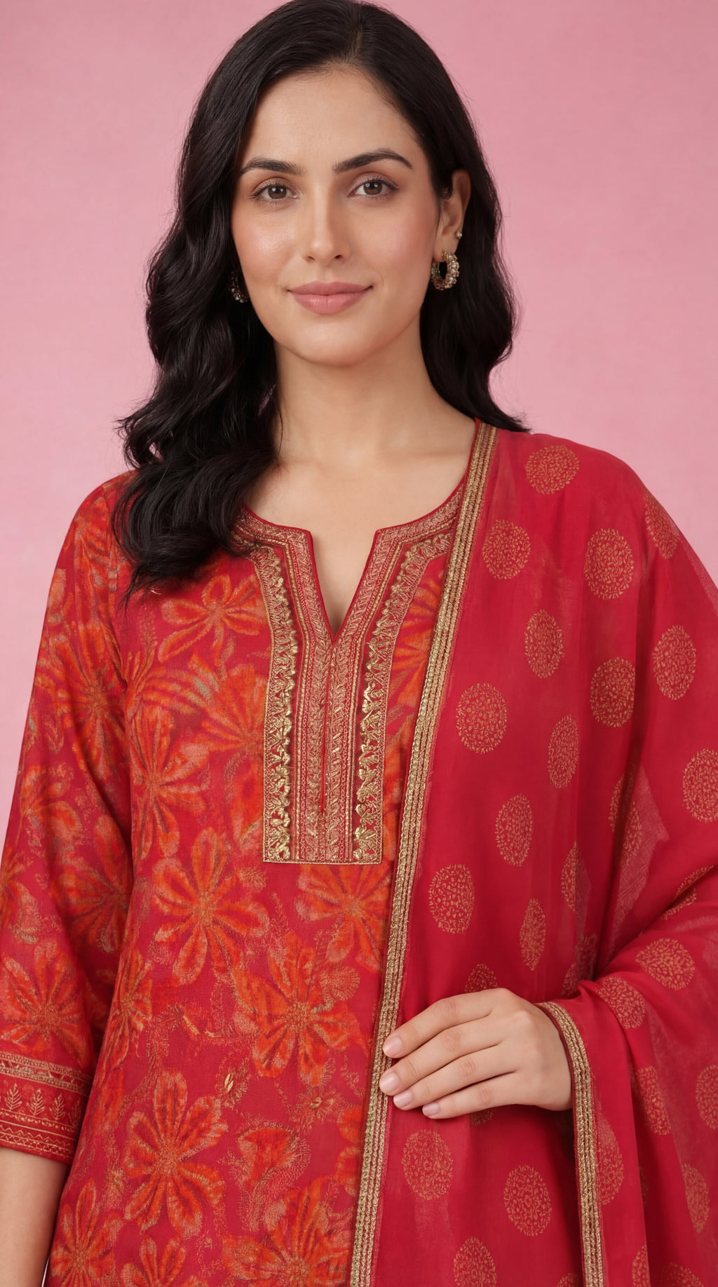 Red Embroidered Salwar Suit Set with Dupatta for Women | Designer Ethnic Kurta Salwar Dupatta Set Festive & Wedding Wear