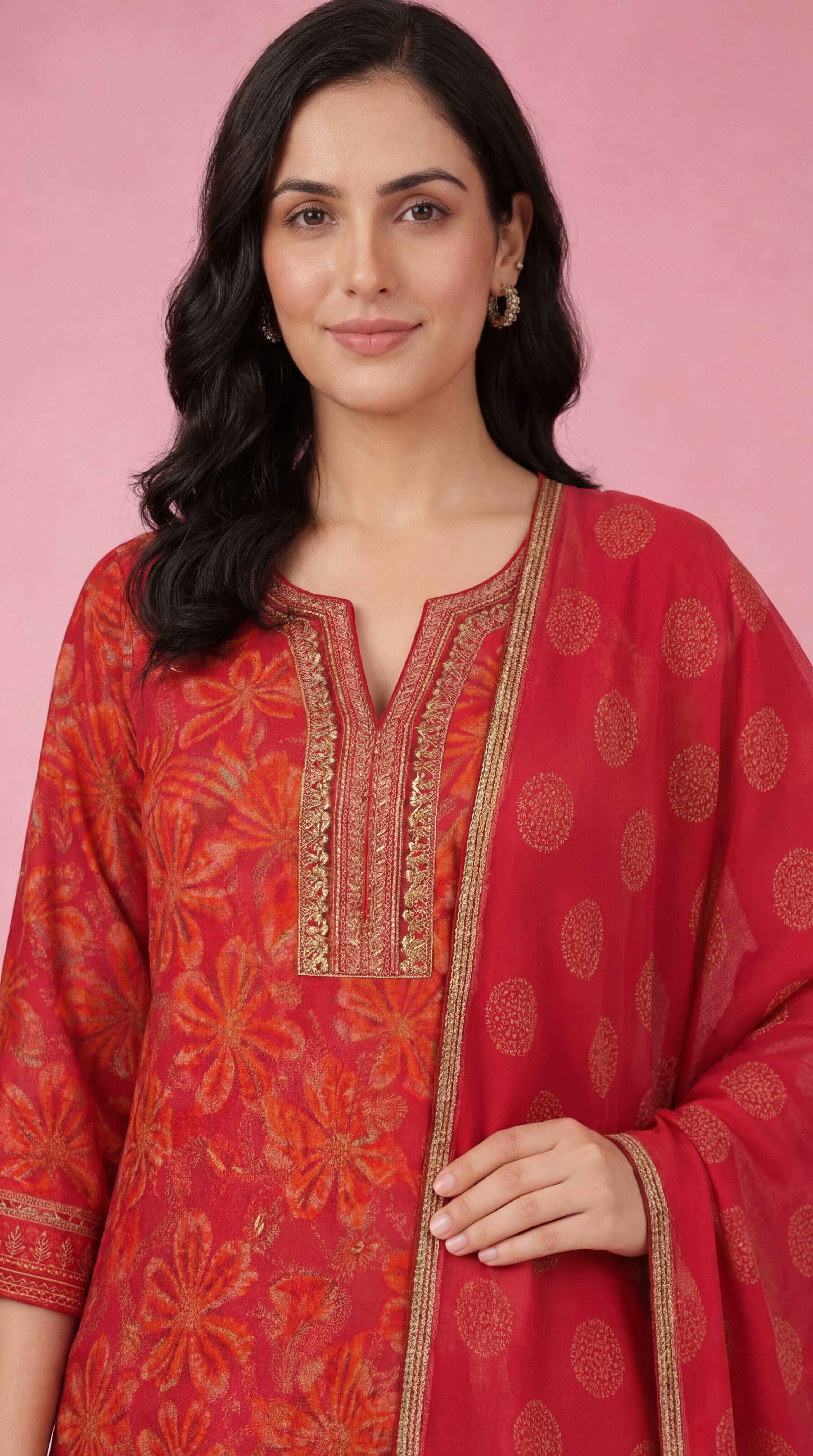 Red Embroidered Salwar Suit Set with Dupatta for Women | Designer Ethnic Kurta Salwar Dupatta Set Festive & Wedding Wear