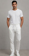 Premium Heavy Linen Track Pant for Men | Relaxed Fit Drawstring Summer Trousers