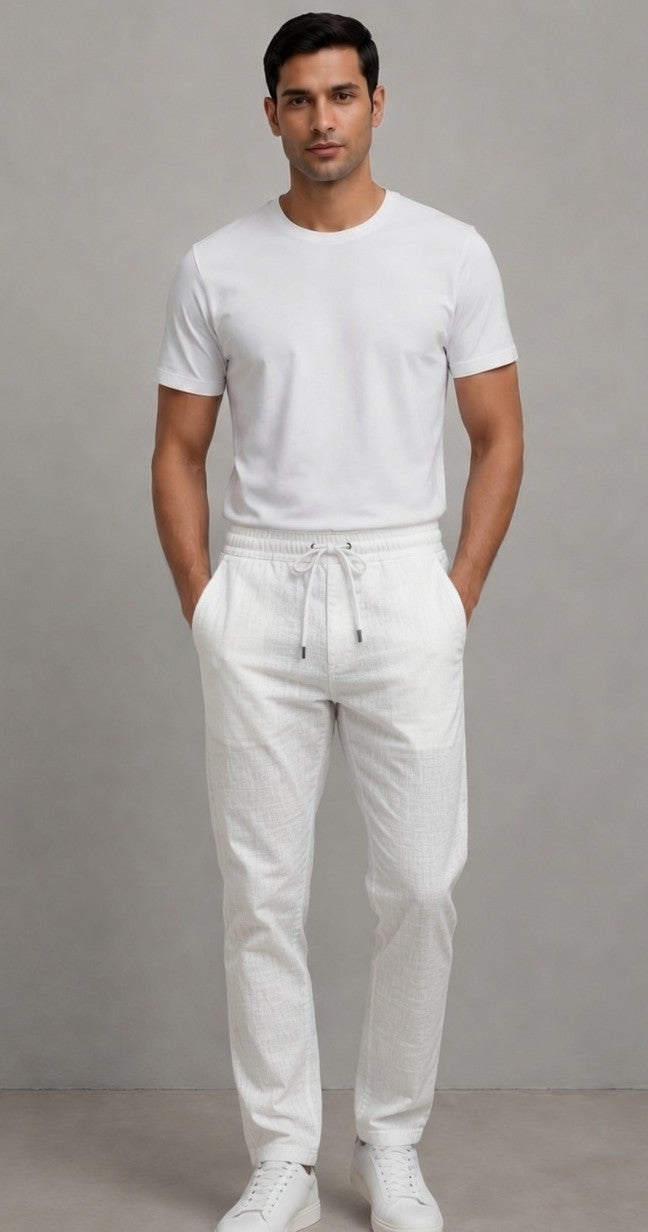 Premium Heavy Linen Track Pant for Men | Relaxed Fit Drawstring Summer Trousers
