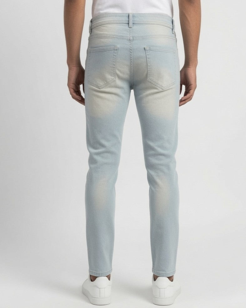 Men's Light Blue Skinny Fit Jeans | Premium Washed Stretch Denim Jeans for Men | Casual Slim Fit Fashion Jeans