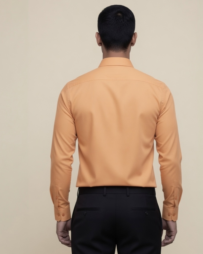 Men's Peach Formal Shirt for Men | Solid Full Sleeve Cotton Blend Office Wear Shirt