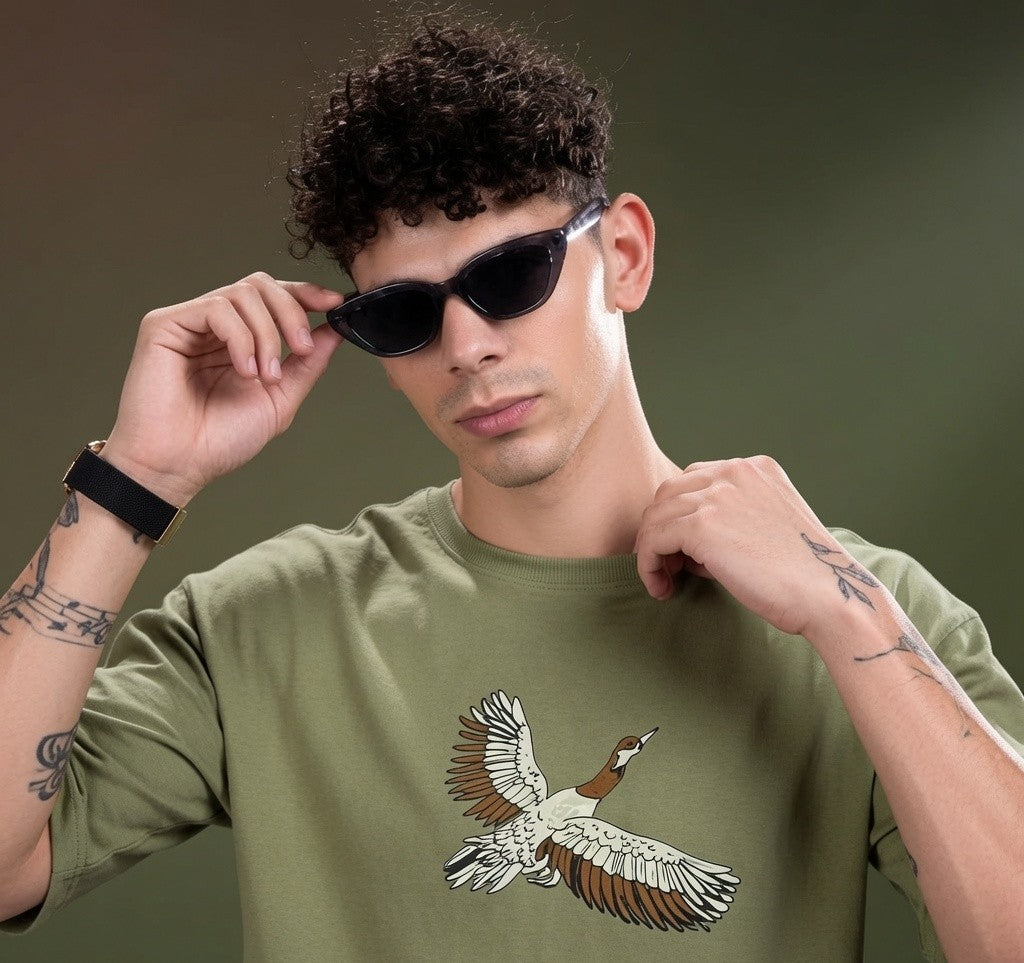 Men's Oversized Graphic Printed T-Shirt | Premium Cotton Hip Hop Streetwear Tee for Men | Trendy Casual Round Neck T-Shirt