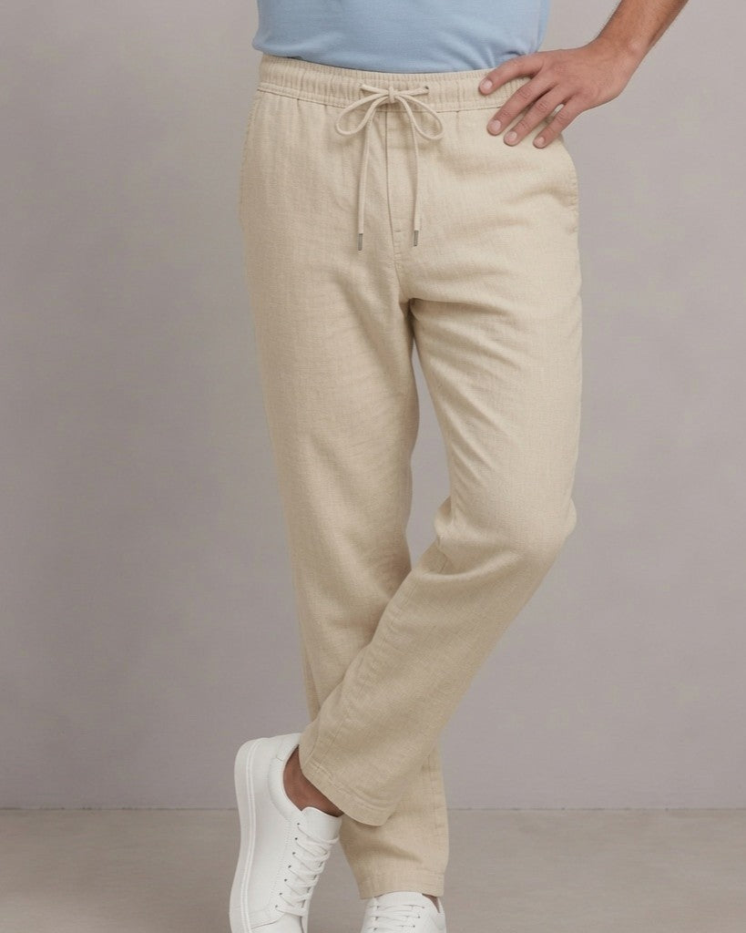 Premium Heavy Linen Track Pant for Men | Relaxed Fit Drawstring Summer Trousers