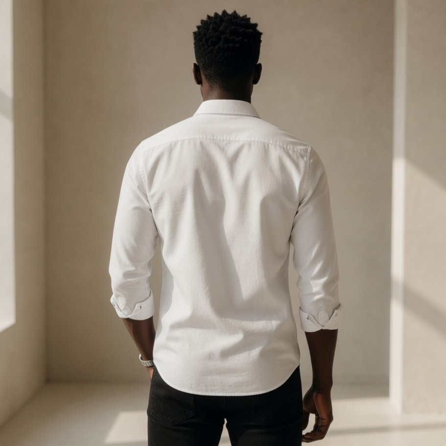 Men’s Solid White & Black Formal Shirts – Slim Fit Full Sleeve Stylish Casual Shirt for Men