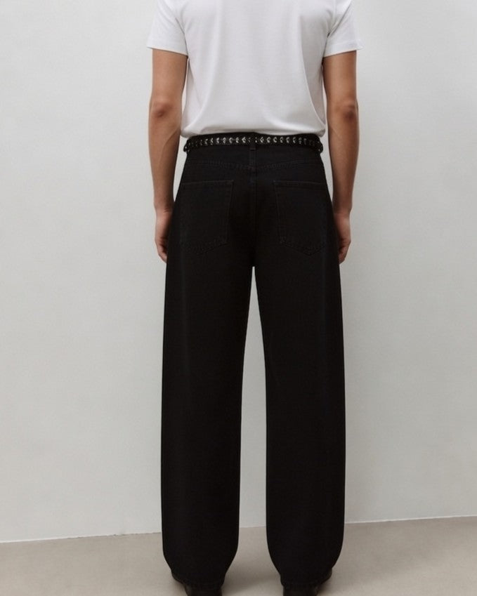 Men's Black Baggy Jeans | Oversized Wide Leg Denim Pants for Men | Relaxed Fit Streetwear Loose Fit Jeans | Premium Black Denim Trousers