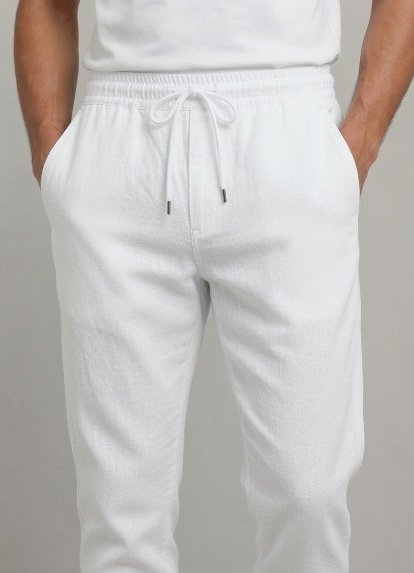 Premium Heavy Linen Track Pant for Men | Relaxed Fit Drawstring Summer Trousers