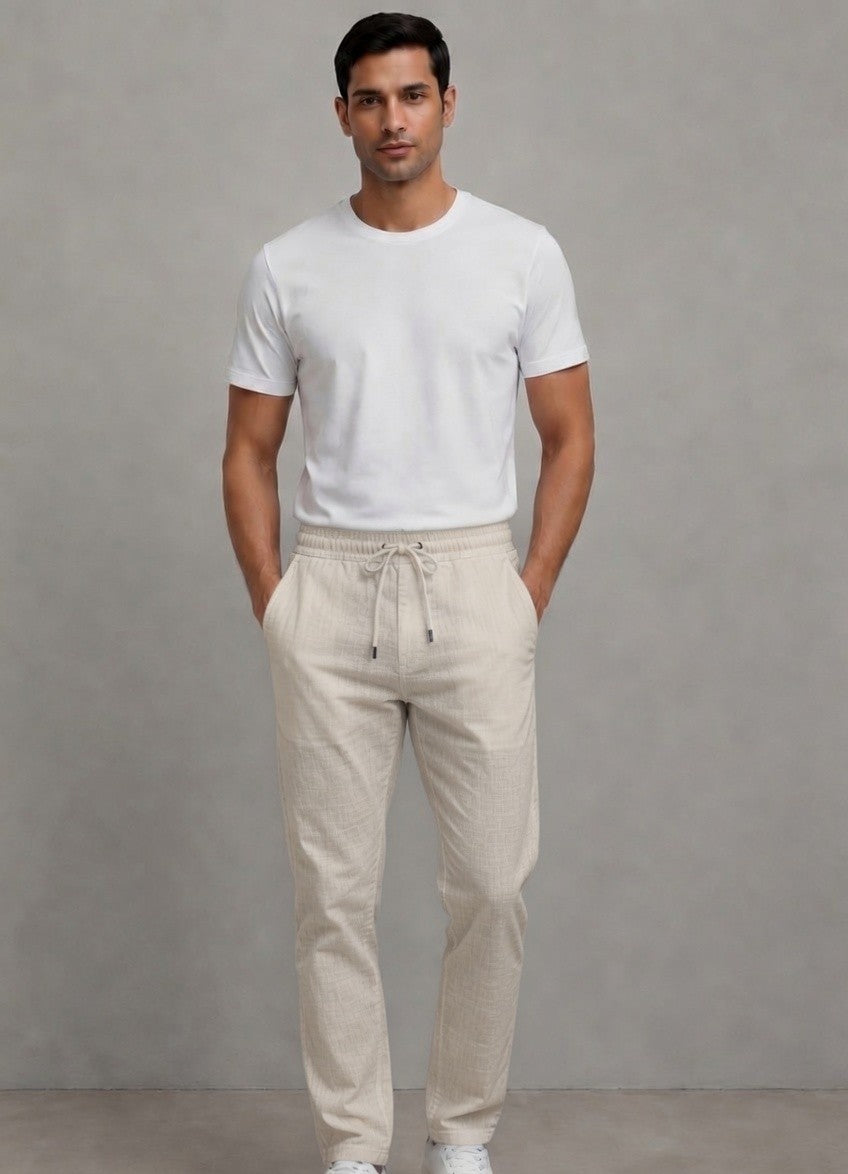 Premium Heavy Linen Track Pant for Men | Relaxed Fit Drawstring Summer Trousers