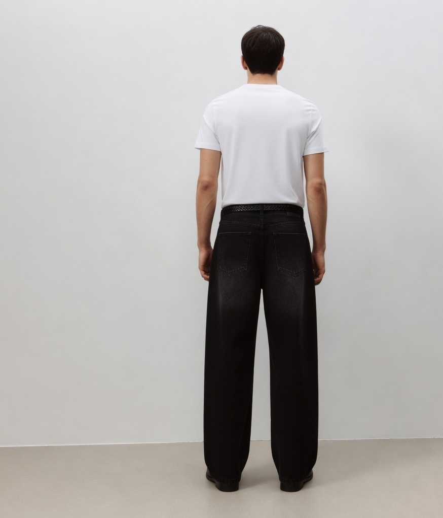 Premium Black Baggy Jeans for Men | Relaxed Wide Leg Streetwear Denim | Venuzy