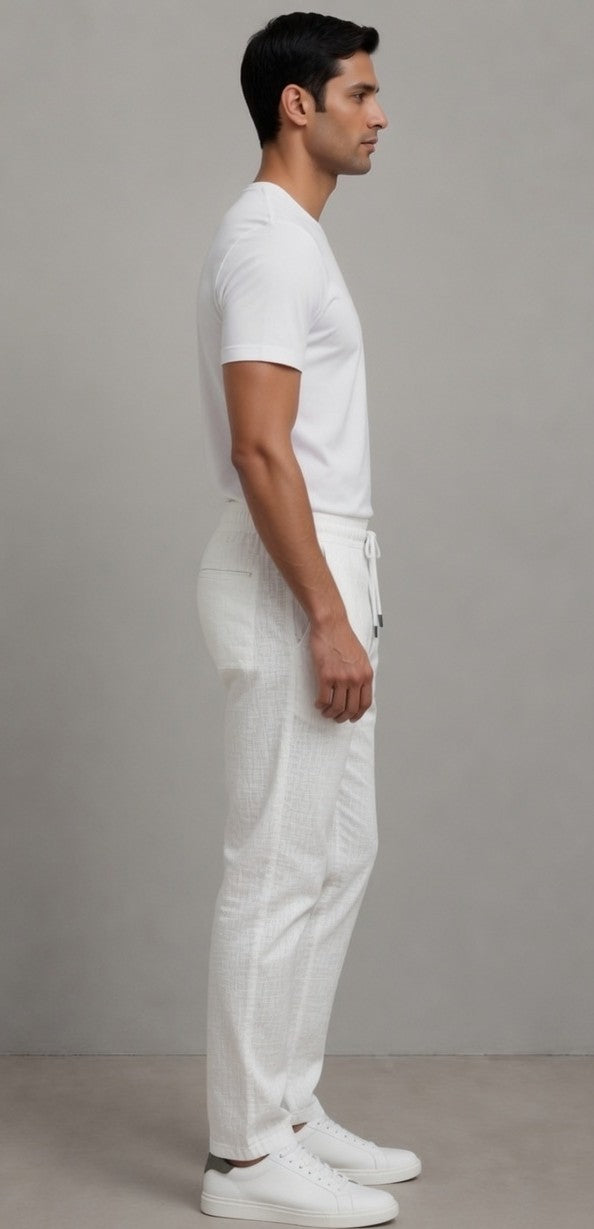 Premium Heavy Linen Track Pant for Men | Relaxed Fit Drawstring Summer Trousers