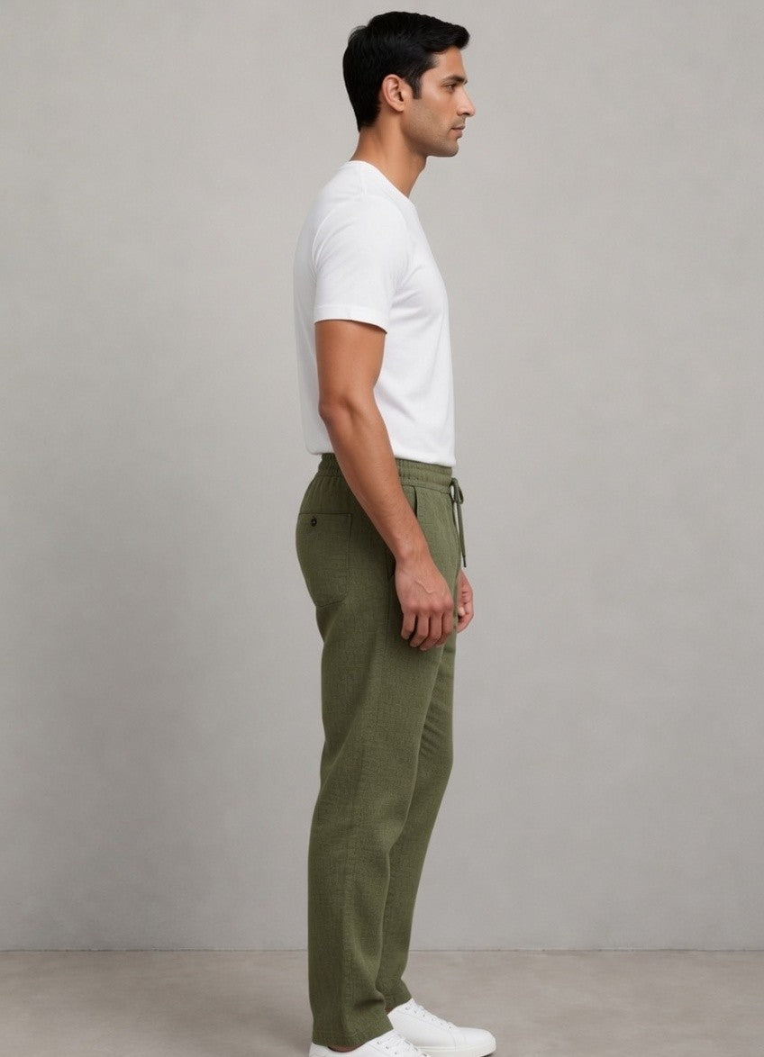 Premium Heavy Linen Track Pant for Men | Relaxed Fit Drawstring Summer Trousers