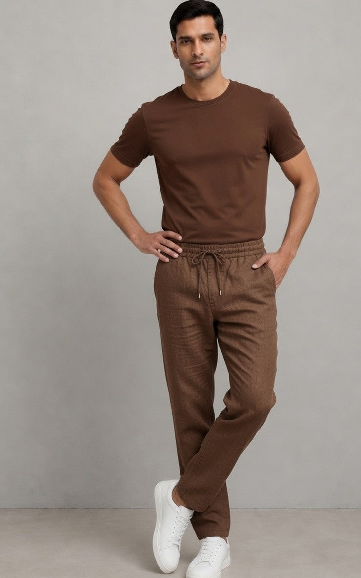 Premium Heavy Linen Track Pant for Men | Relaxed Fit Drawstring Summer Trousers