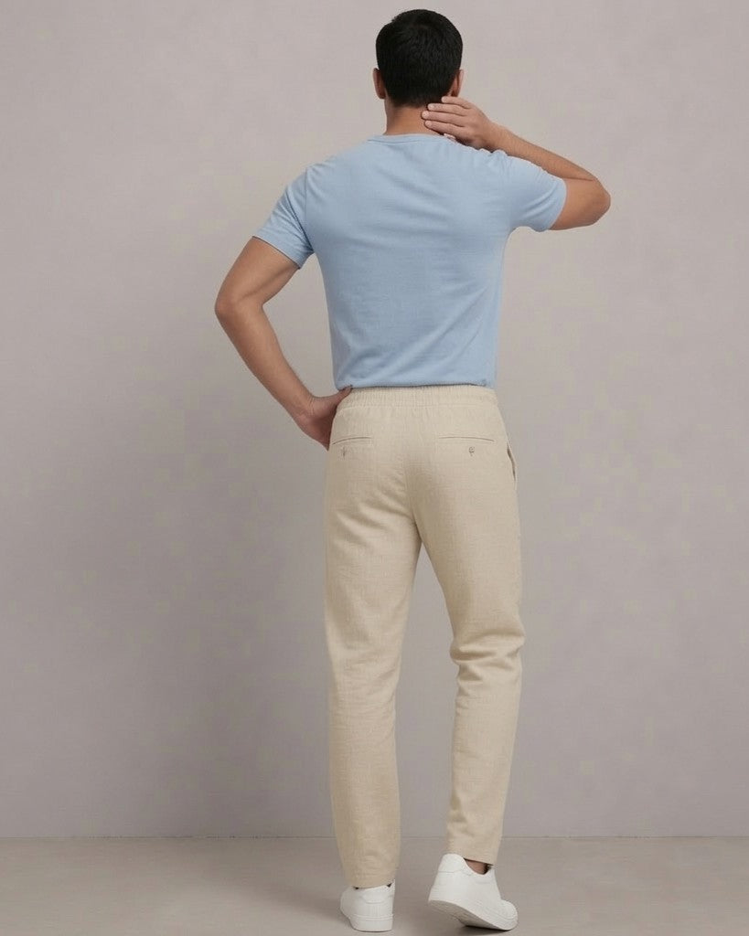 Premium Heavy Linen Track Pant for Men | Relaxed Fit Drawstring Summer Trousers