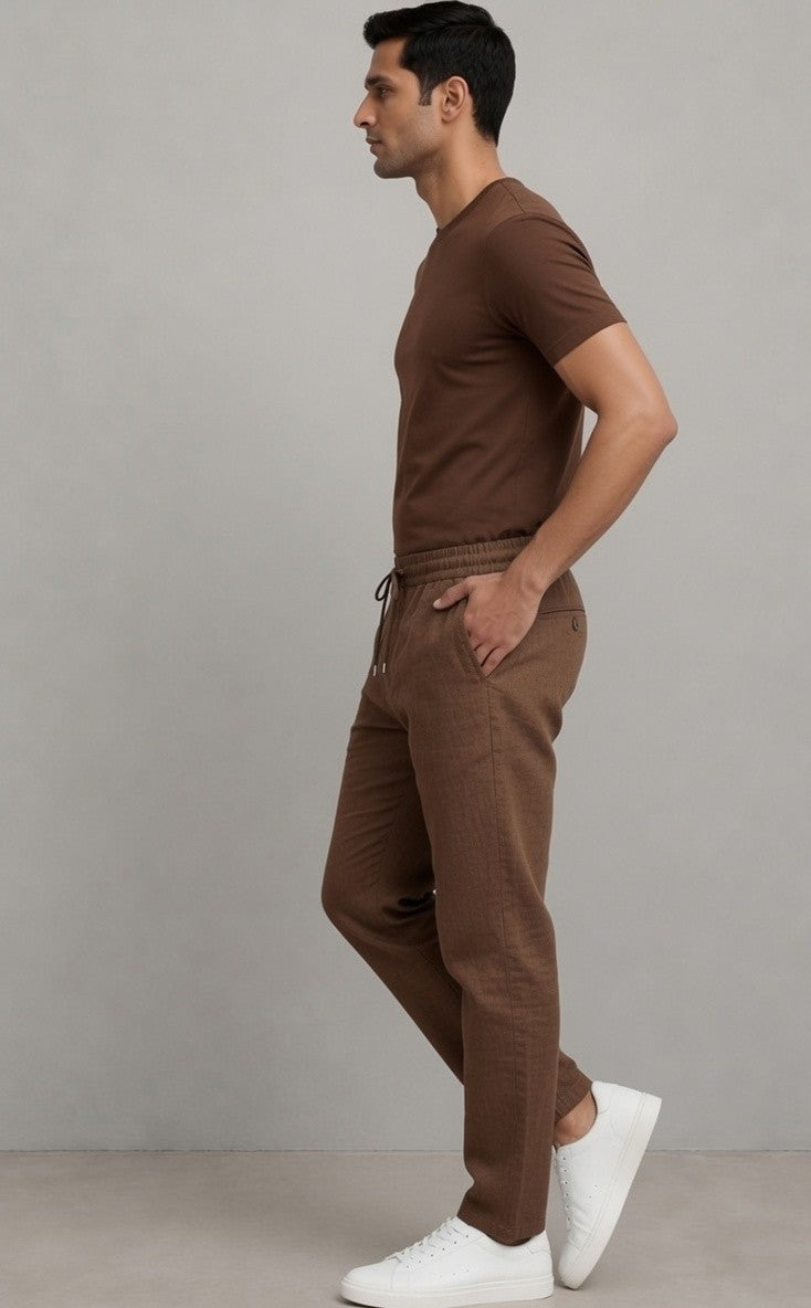 Premium Heavy Linen Track Pant for Men | Relaxed Fit Drawstring Summer Trousers