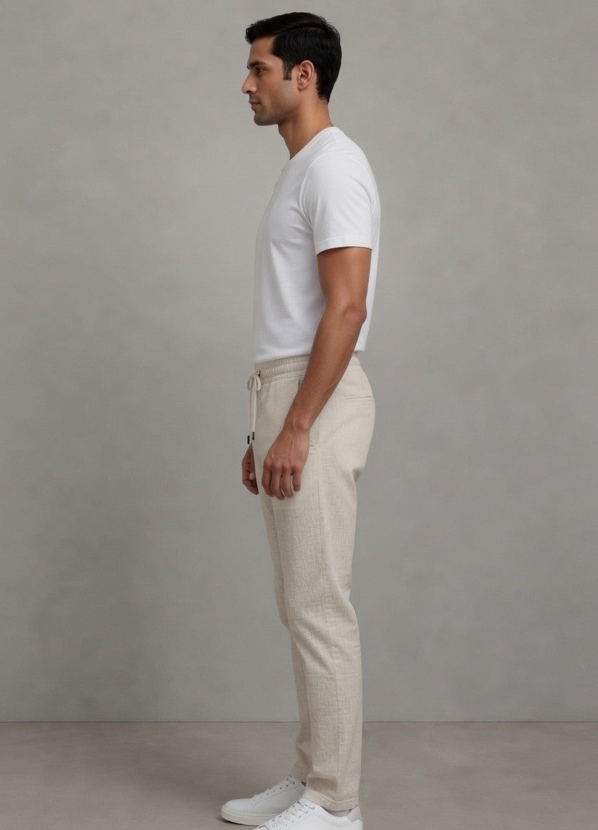Premium Heavy Linen Track Pant for Men | Relaxed Fit Drawstring Summer Trousers
